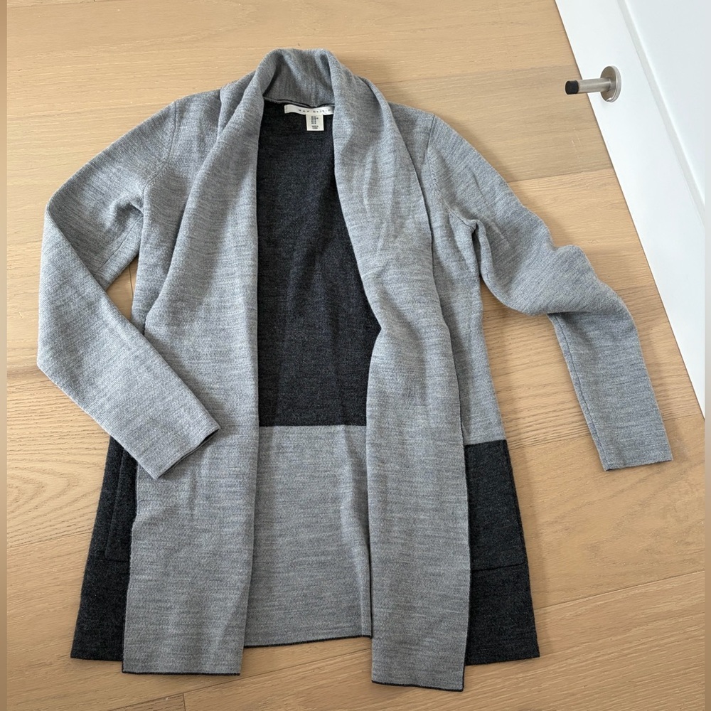 Max Studio Two-Tone Gray Open Cardigan